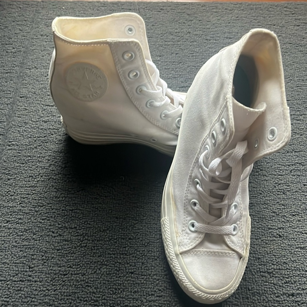 Converse wedge heel white high tops women’s size 8
